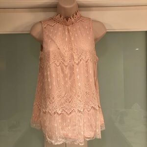 Pink lace sleeveless top